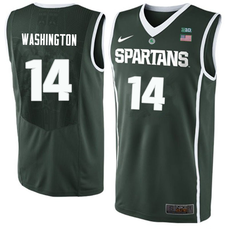 Men #14 Brock Washington Michigan State Spartans College Basketball Jerseys Sale-Green